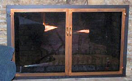 falmouth square black frame antique copper twin doors with standard forged handles